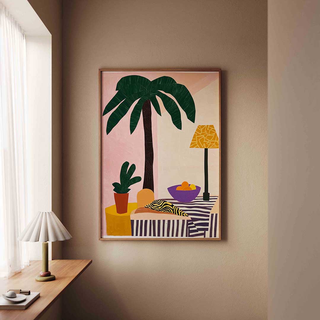Palmboom en fruitschaal Poster