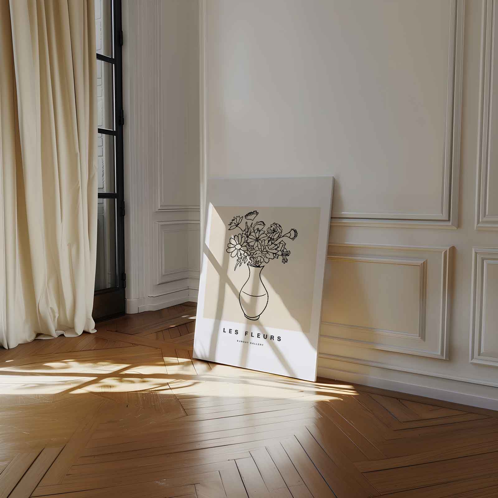 Les Fleurs Lijntekening Kunstwerk-canvas-dibond-plexiglas-wanddecoratie-WallArtistic