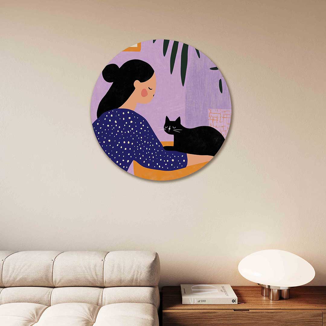 Vrouw met kat Muurcirkel
