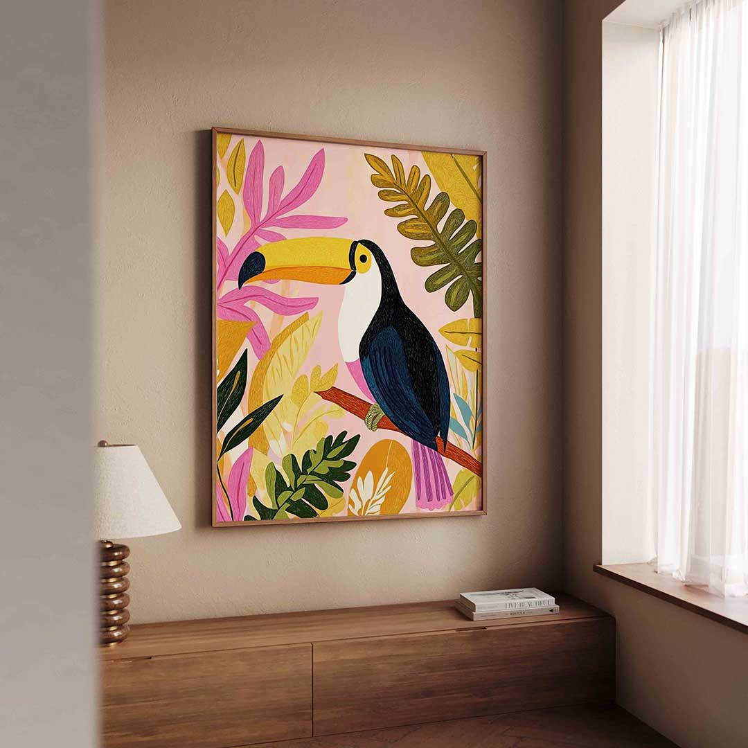 Toekan en bladeren Poster