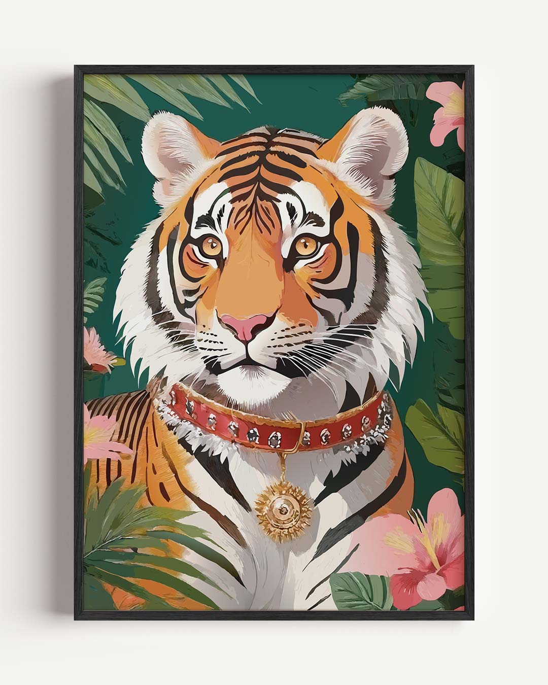 Elegante Tijger in Tropisch Paradijs Poster-WallArtistic