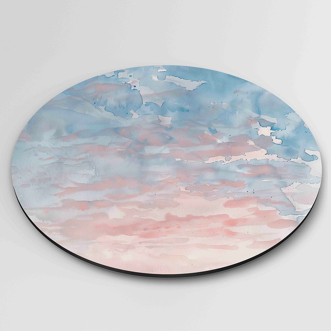 Blauwe en roze wolken Muurcirkel