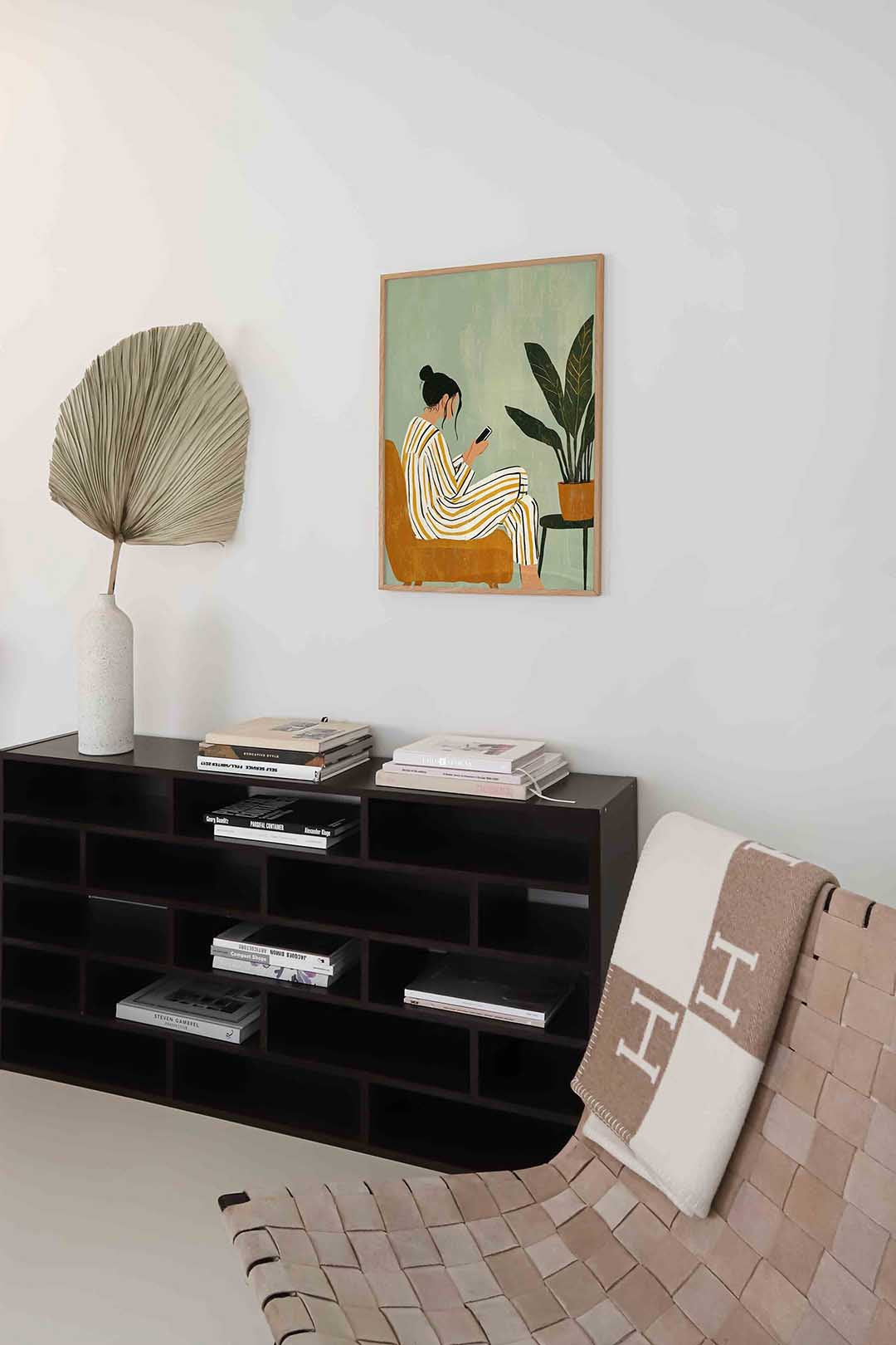 Vrouw met telefoon Poster