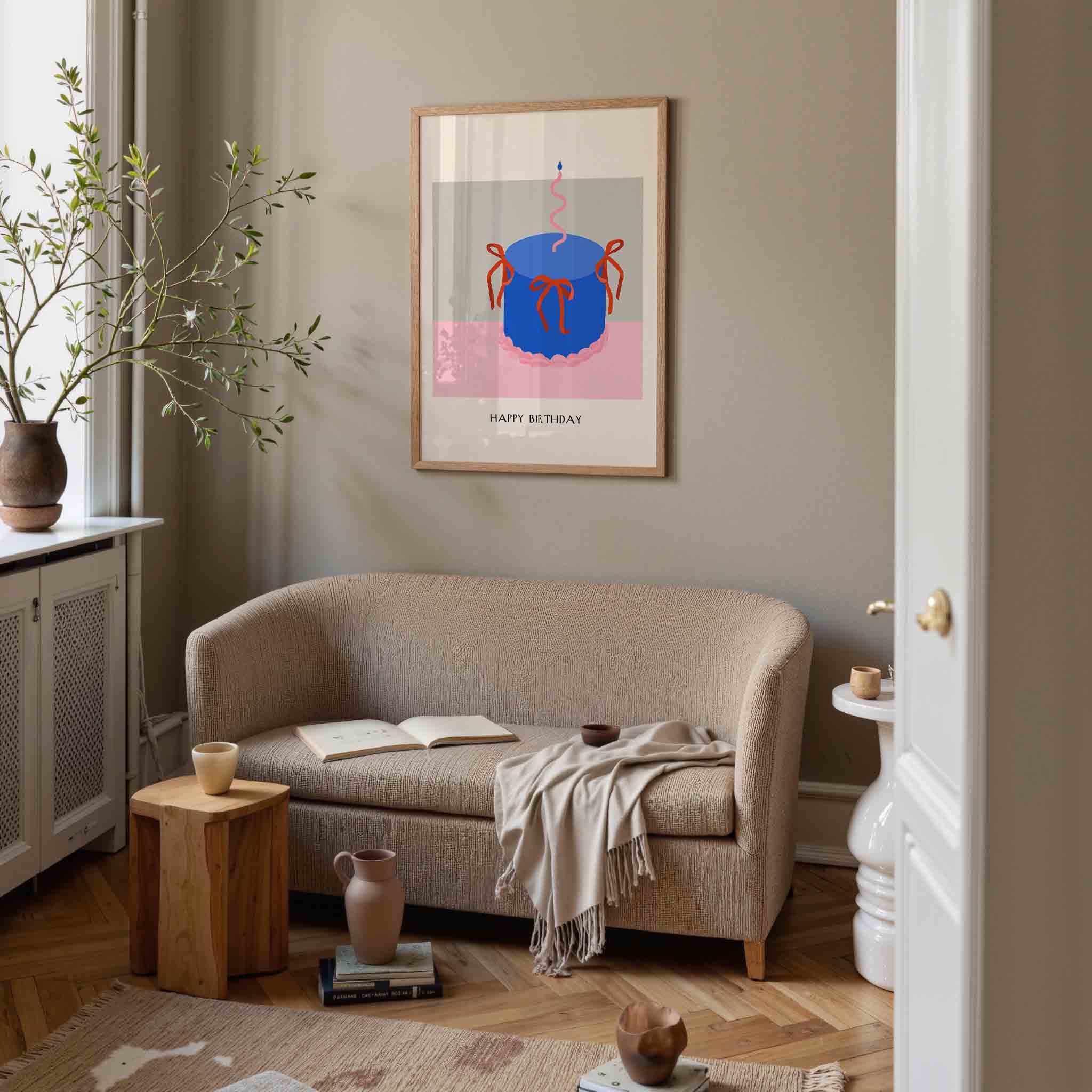 Verjaardagstaart met kaars Poster