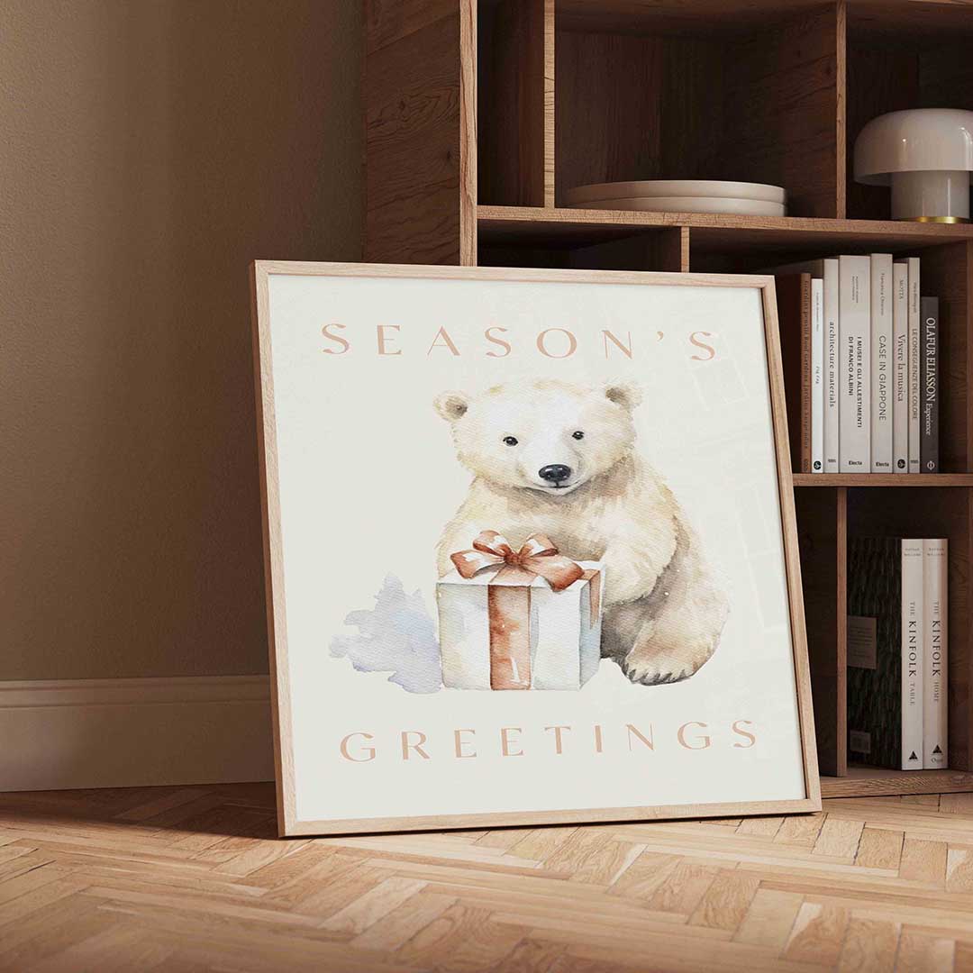 Ijsbeer met cadeau Poster