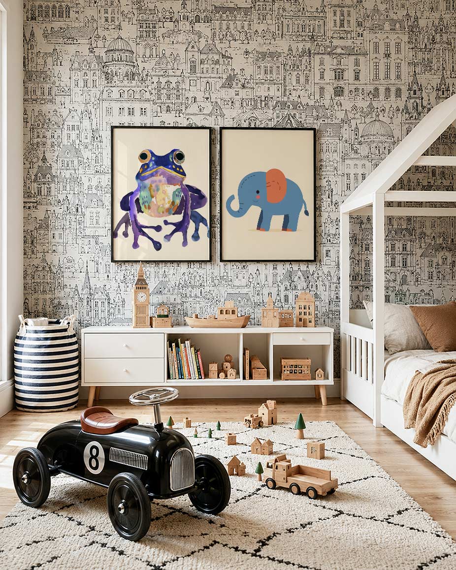 Kleurrijke kikker Posterset