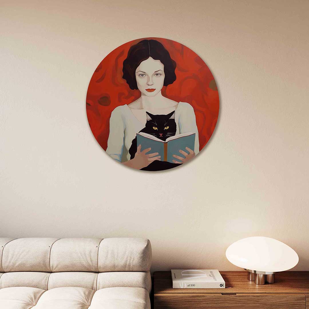 Vrouw met kat Muurcirkel