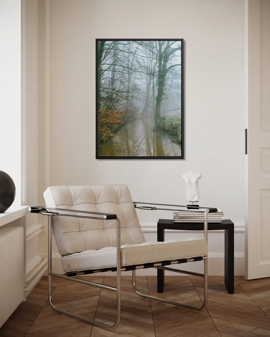 Mistig boslandschap Kunstwerk