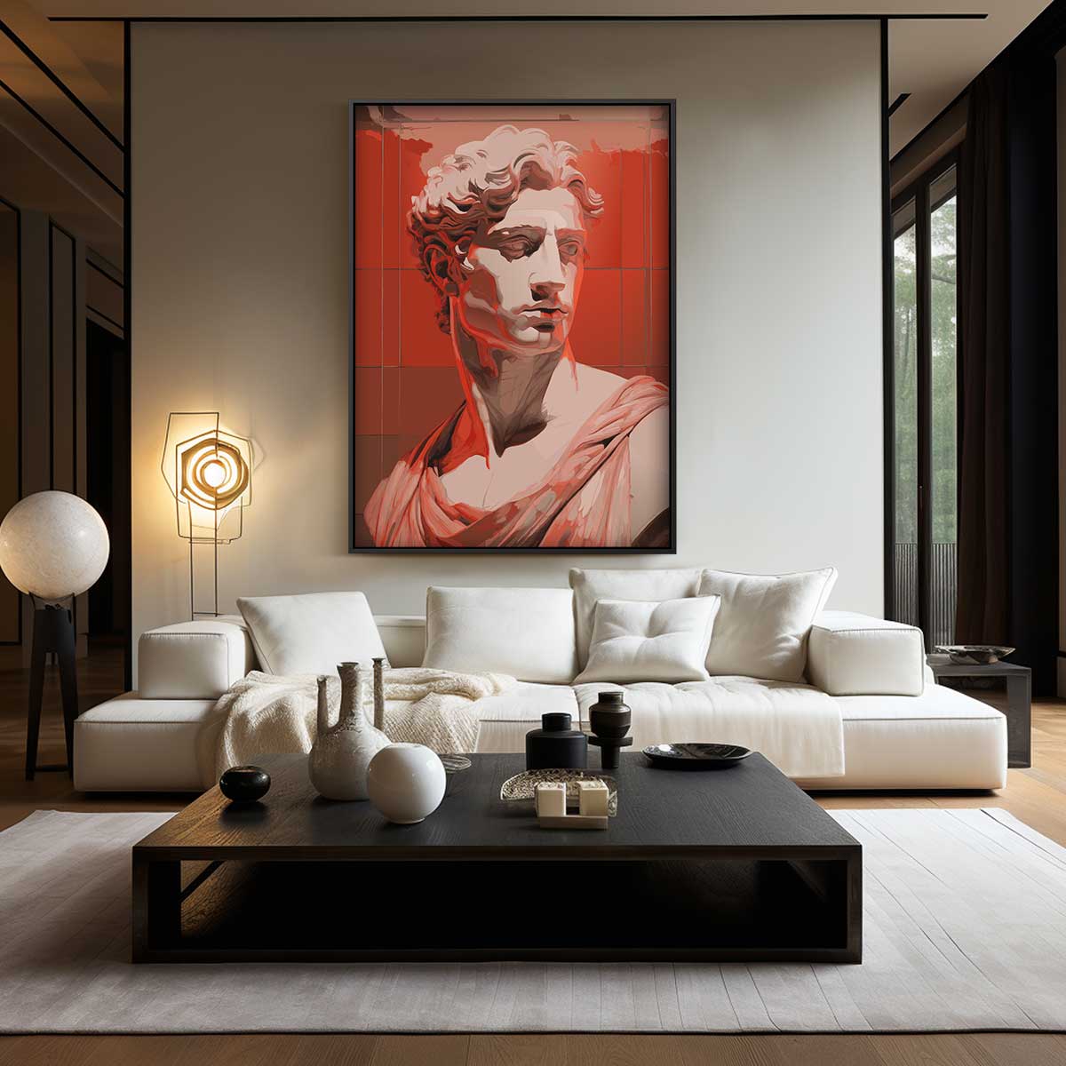 Klassieke Beeltenis in Rood Kunstwerk-canvas-dibond-plexiglas-wanddecoratie-WallArtistic