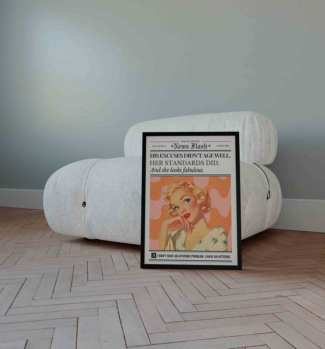 Retro vrouw met tekst Poster