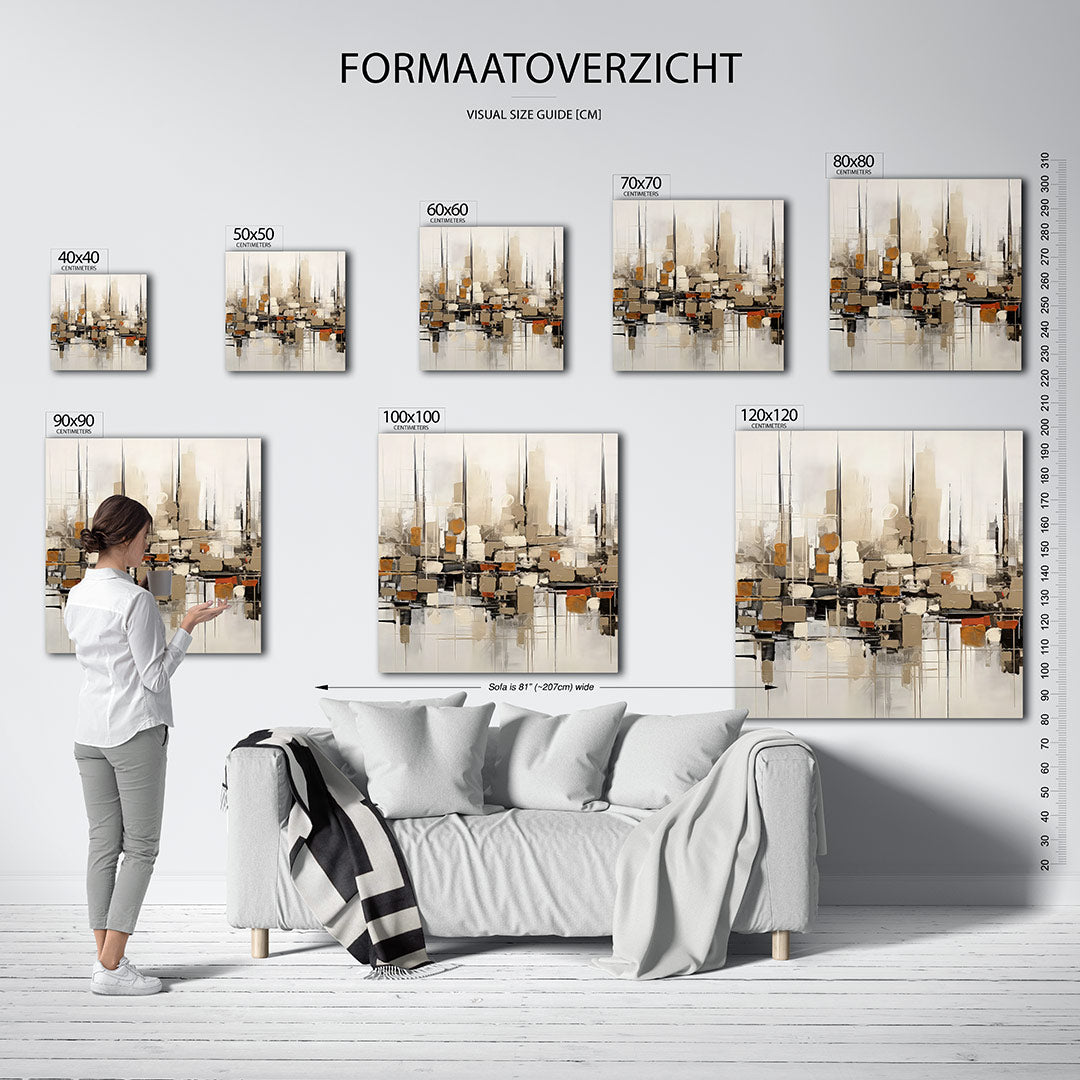 Geometrische stadsimpressie Kunstwerk