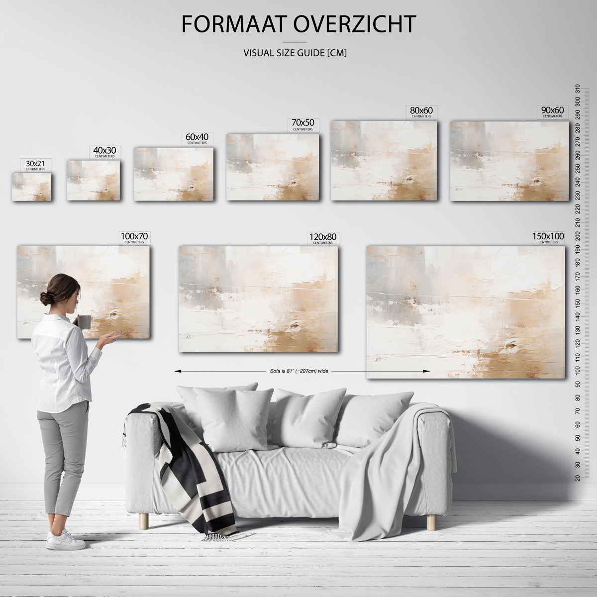 Abstracte beige en witte Poster