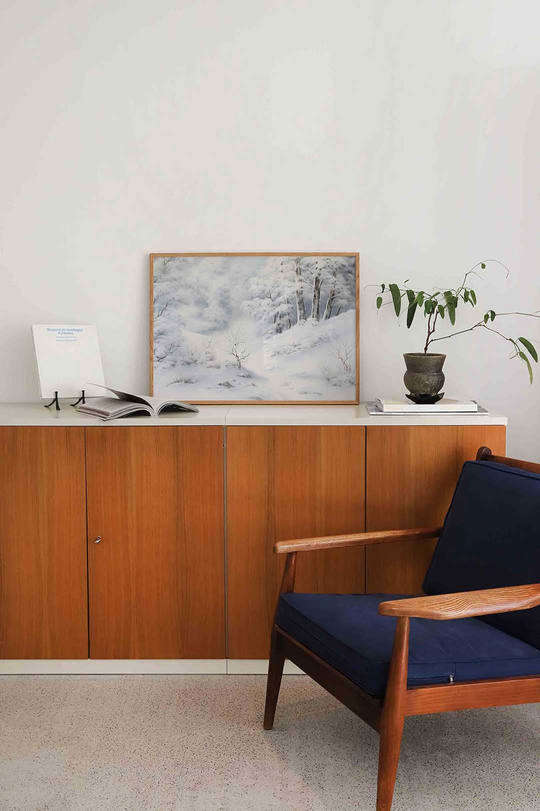 Winterlandschap met besneeuwde bomen Poster