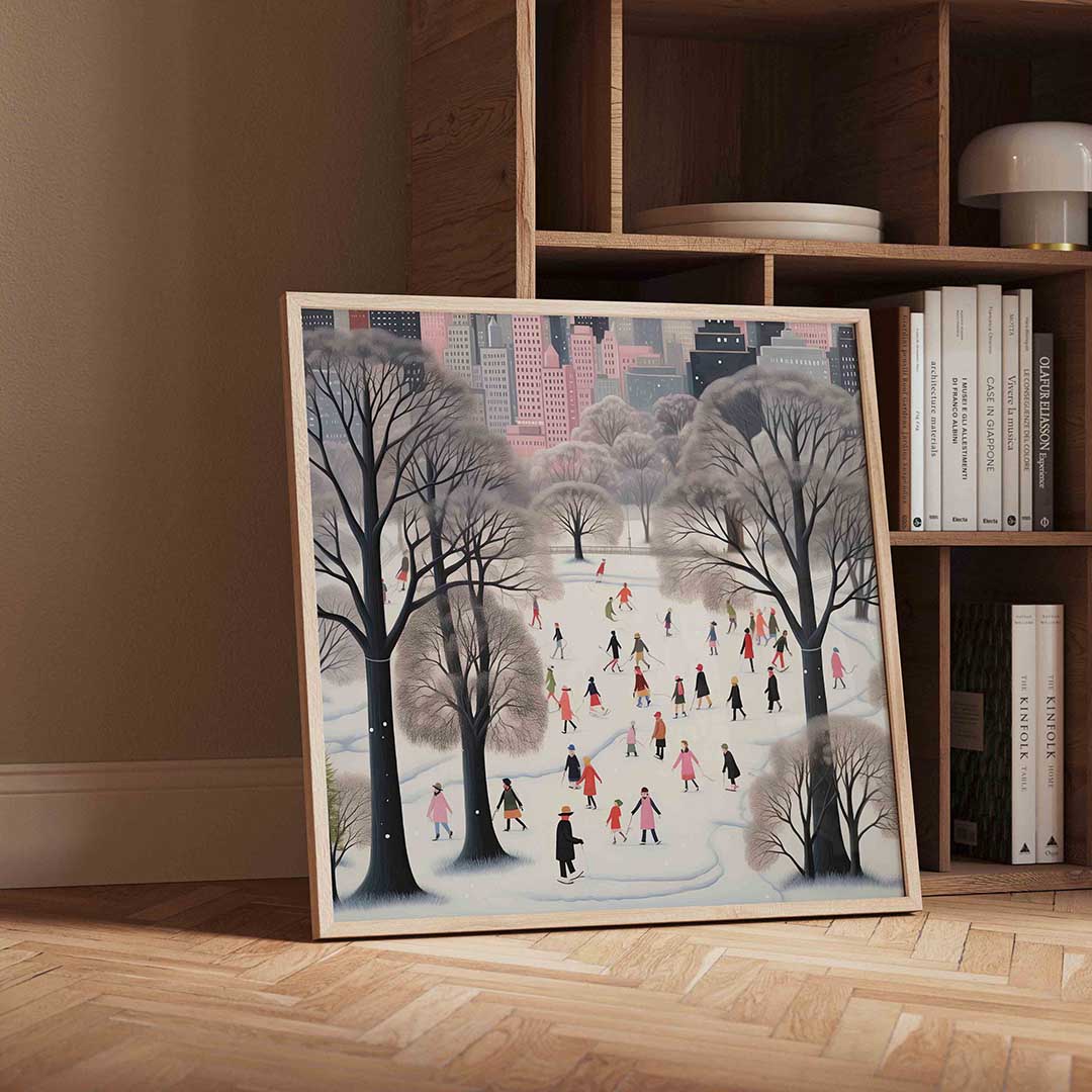 Schaatsers in park Poster