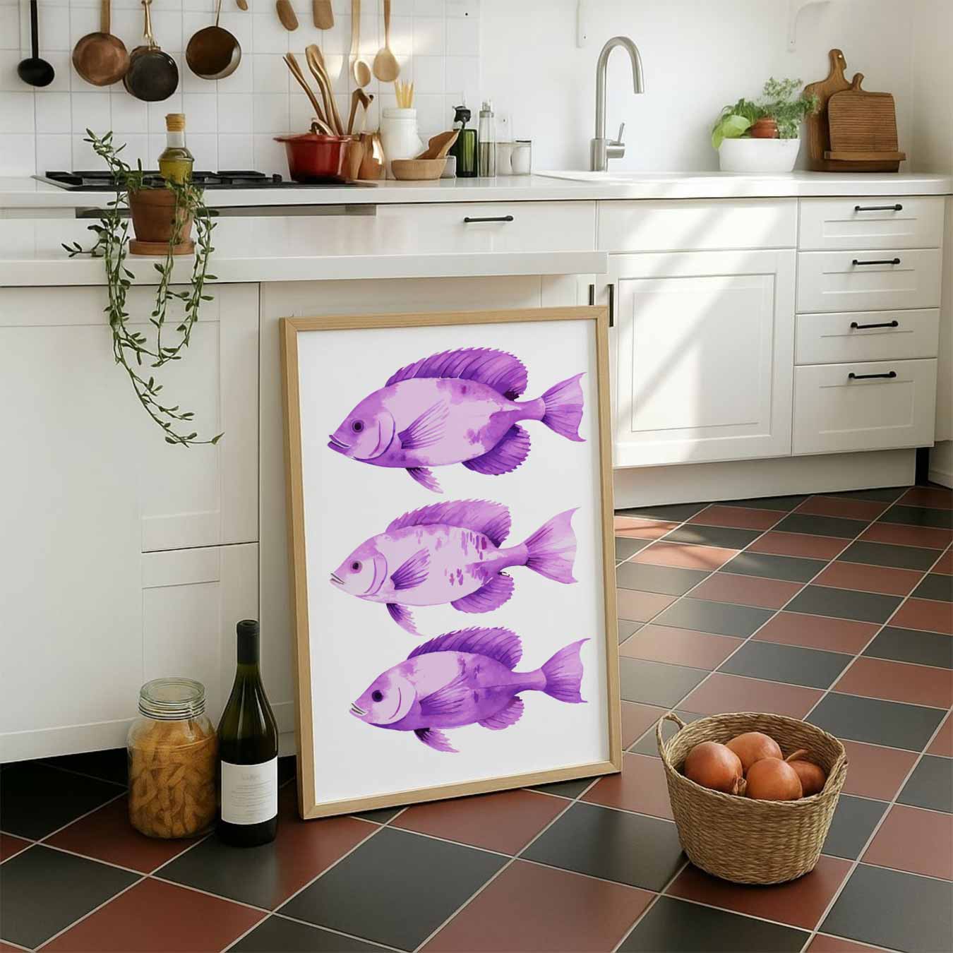Paarse Vissen Pracht Poster-WallArtistic