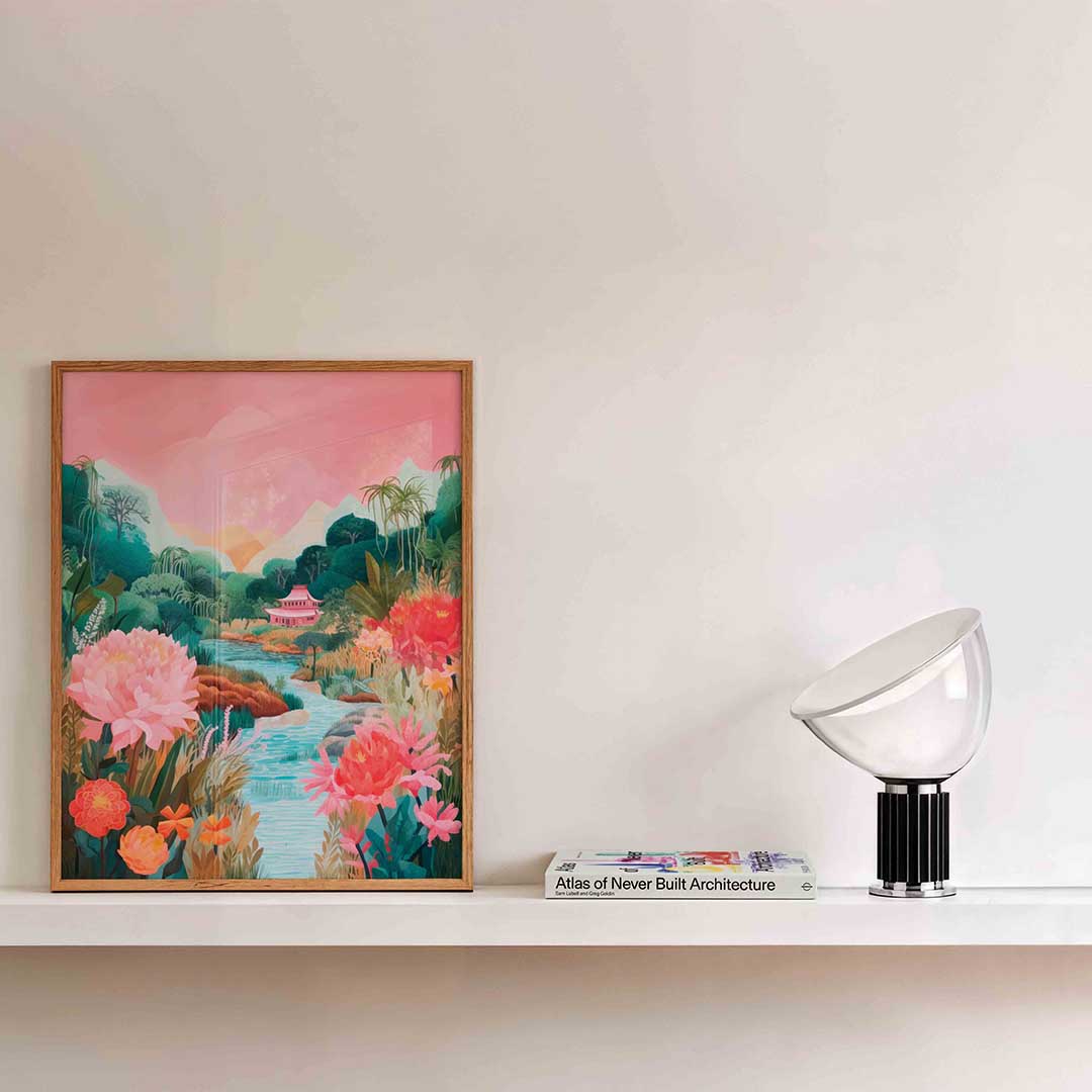 Bloemen en landschap Poster