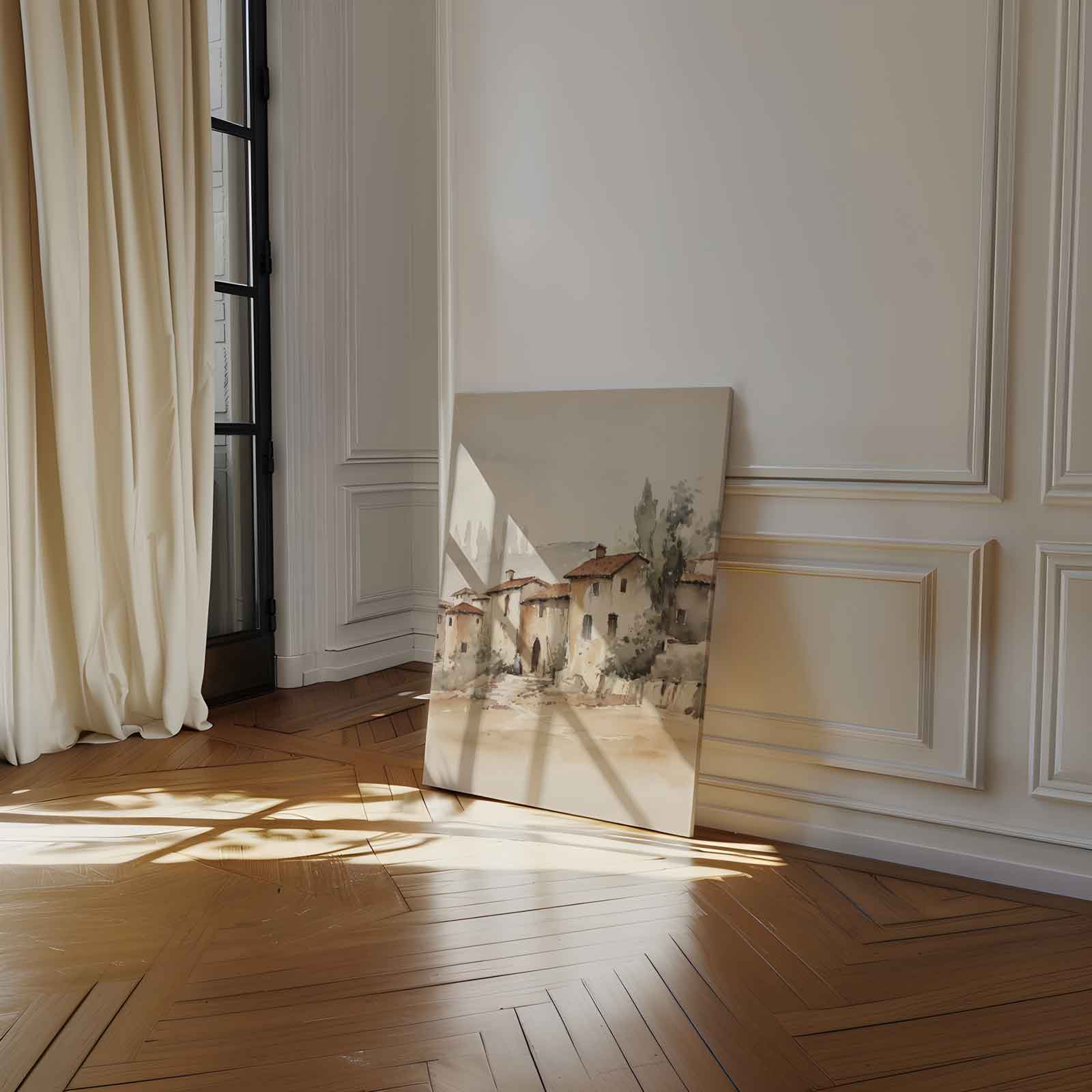 Dromerige Toscaanse Dorpstafereel Kunstwerk-canvas-dibond-plexiglas-wanddecoratie-WallArtistic