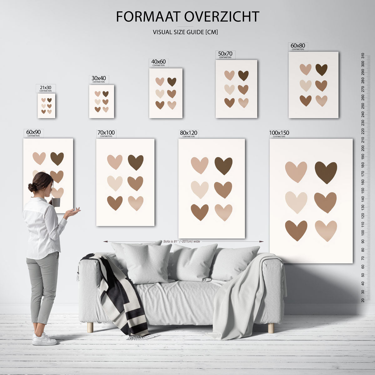 Harten in neutrale tinten Poster