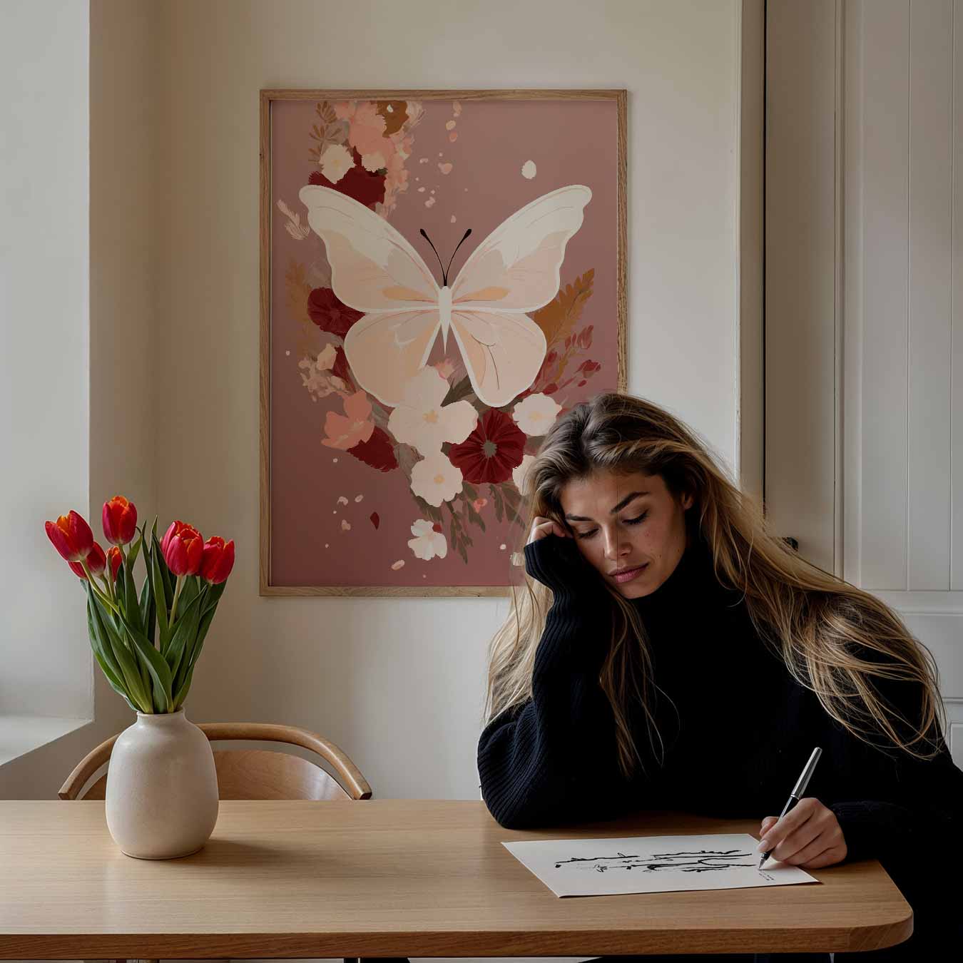 Vlinder & Bloem Bloemenpracht Poster-WallArtistic