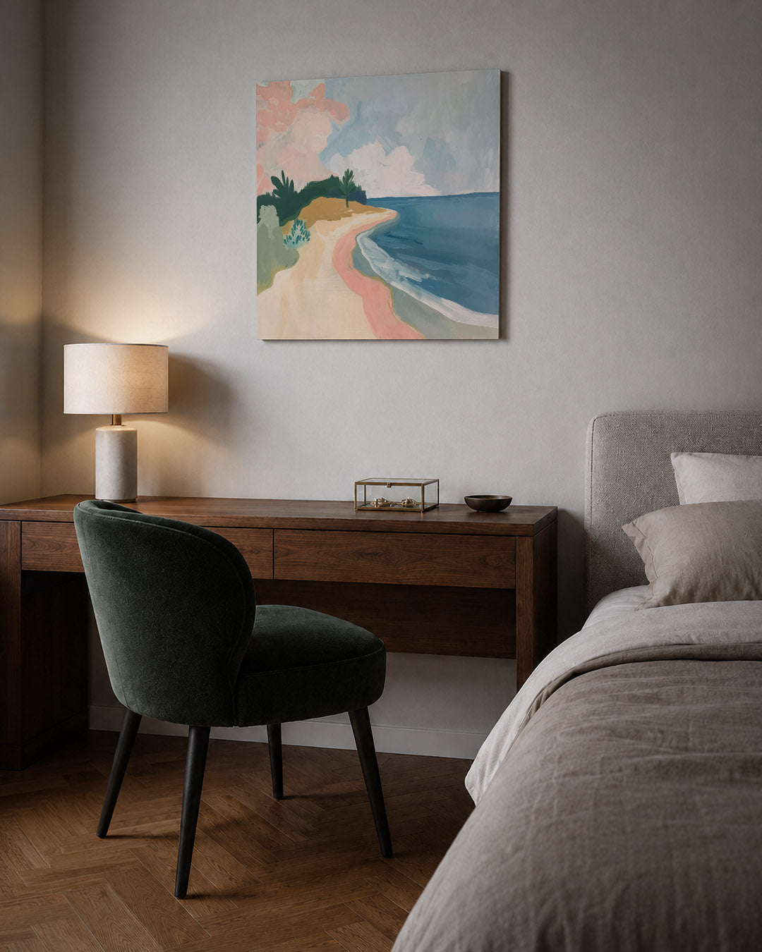 Kleurrijk strandlandschap Kunstwerk
