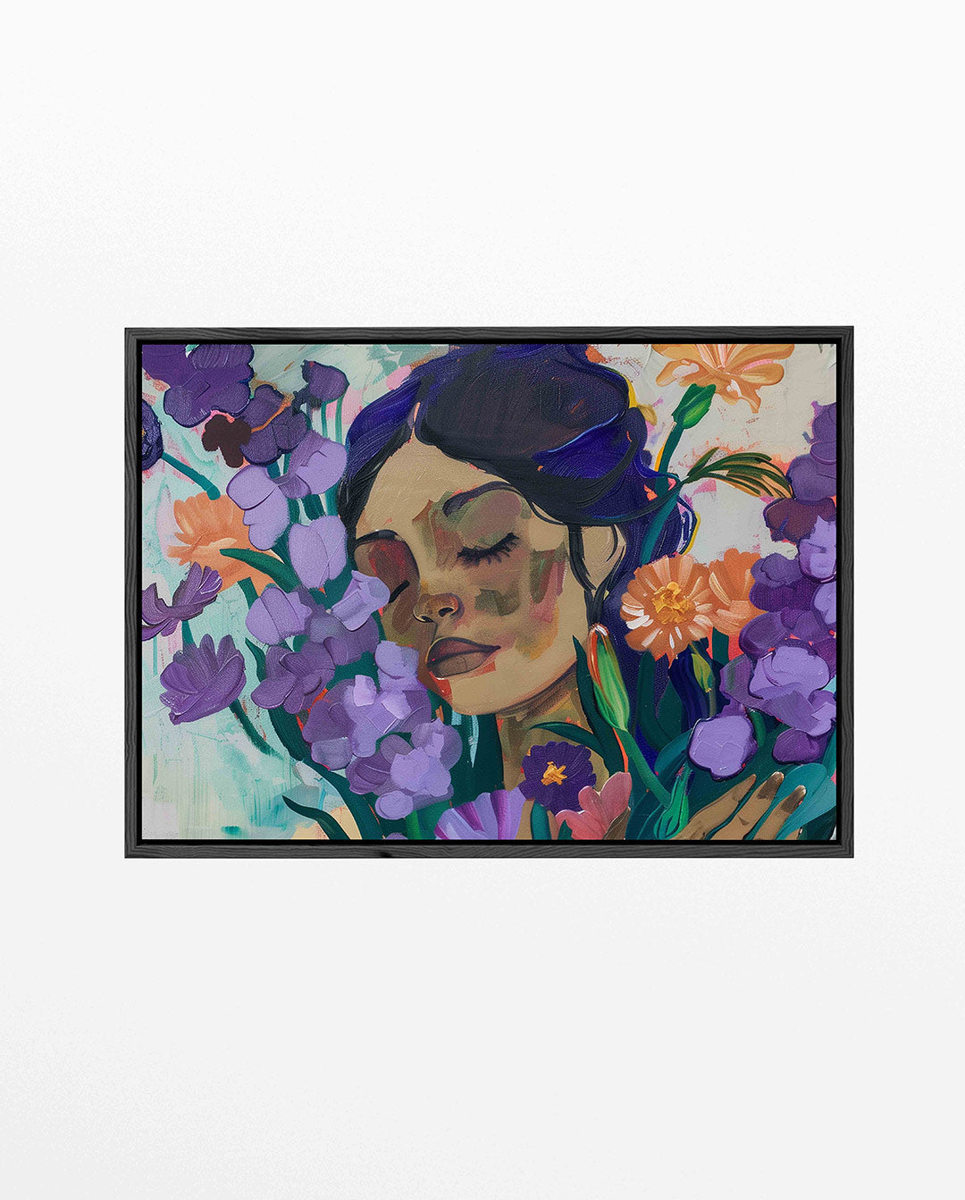 Dromerige bloemenportret Kunstwerk