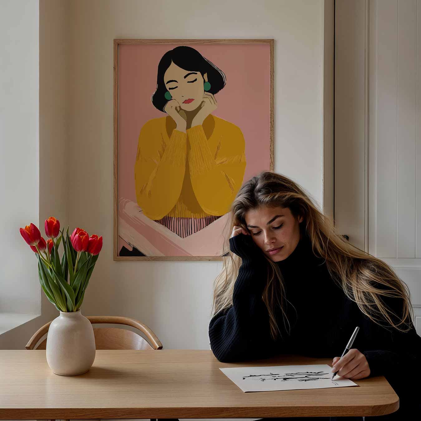 Dromerige Vrouwelijke Illustratie Poster-WallArtistic