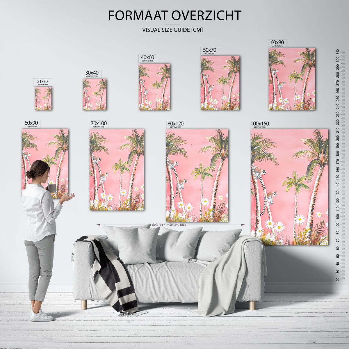 Lemuren en palmbomen Poster