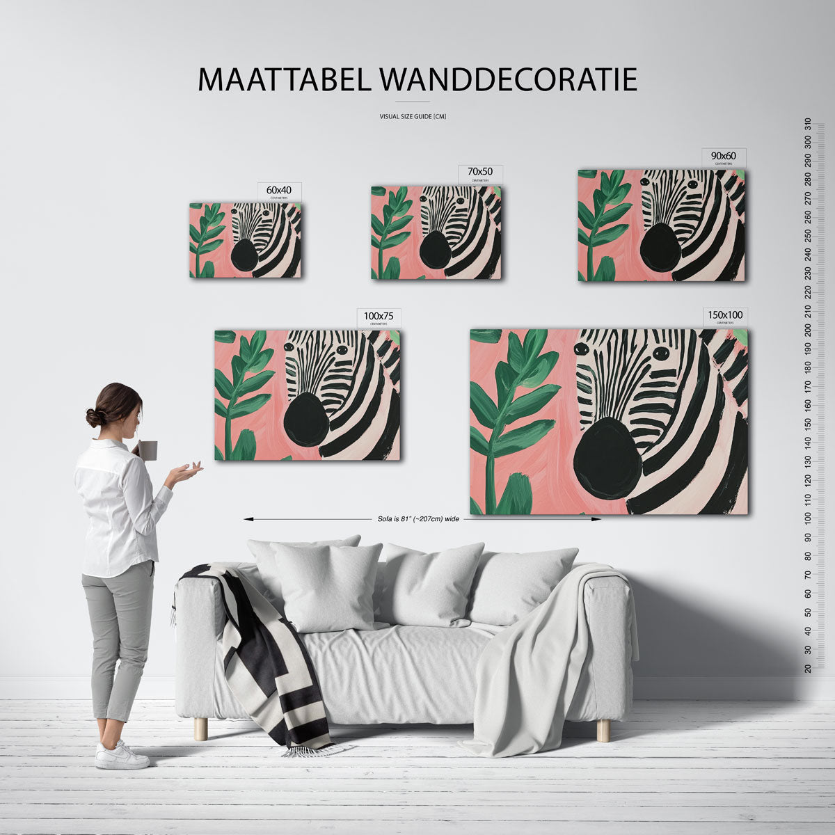 Zebra en bladeren Kunstwerk