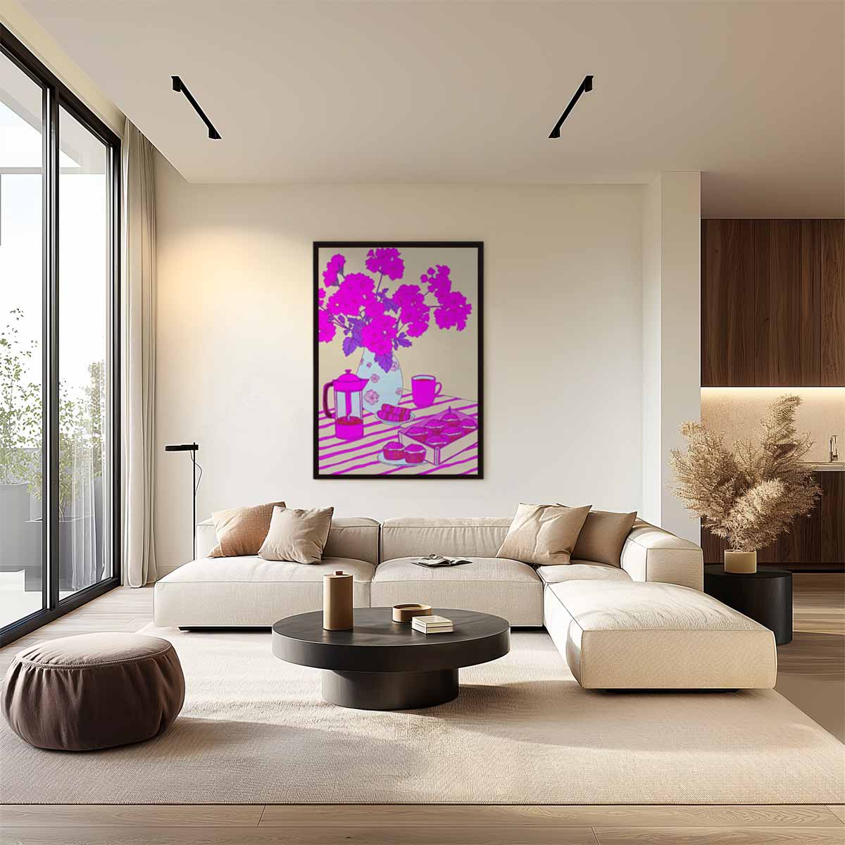 Bloemen en Gebak op Zonnige Ochtend Kunstwerk-canvas-dibond-plexiglas-wanddecoratie-WallArtistic
