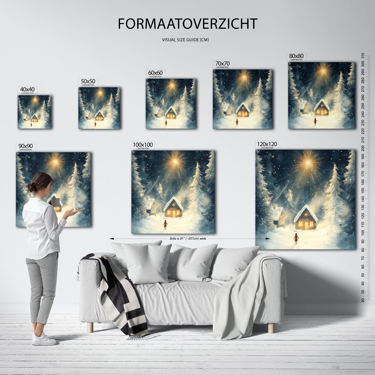 Winterlandschap met huisjes Poster