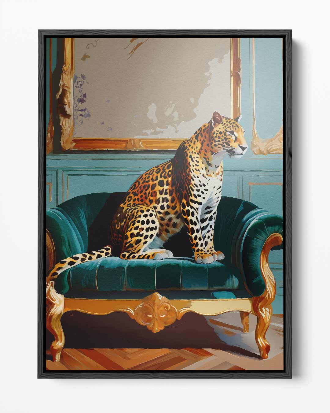 Luxuriöses Kunstwerk: Leopard auf elegantem Sofa