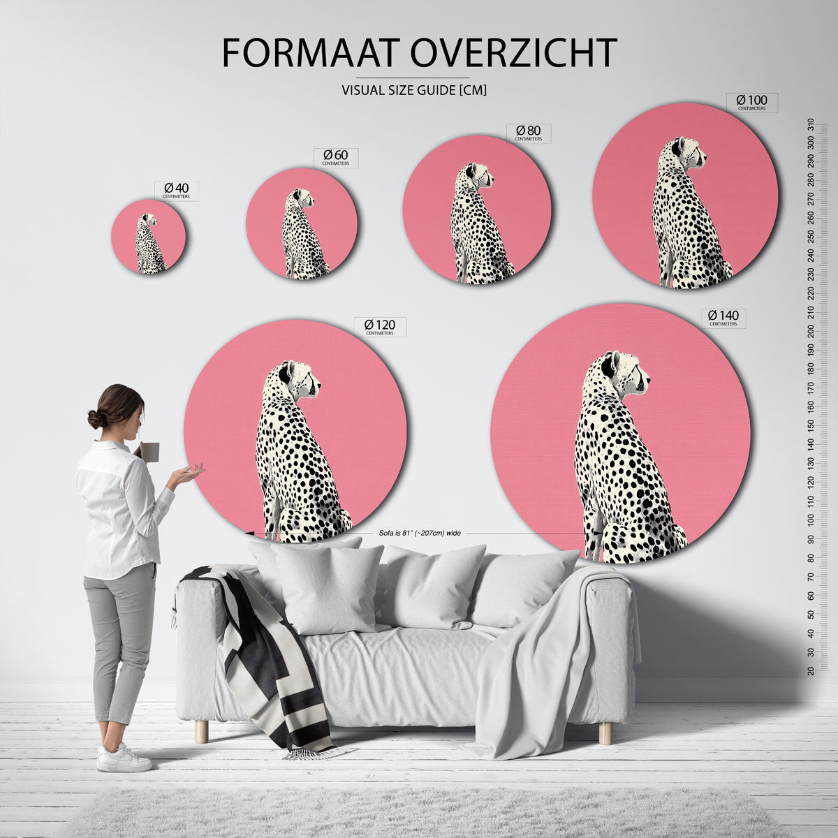 Luipaard op roze Muurcirkel