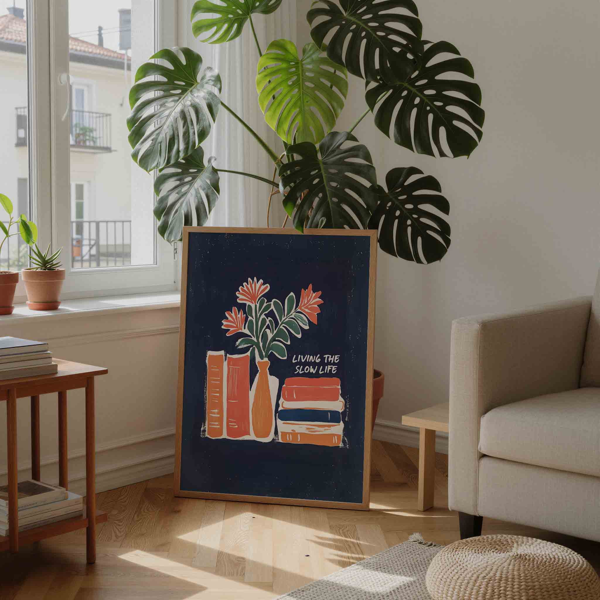 Boeken en bloemen Poster