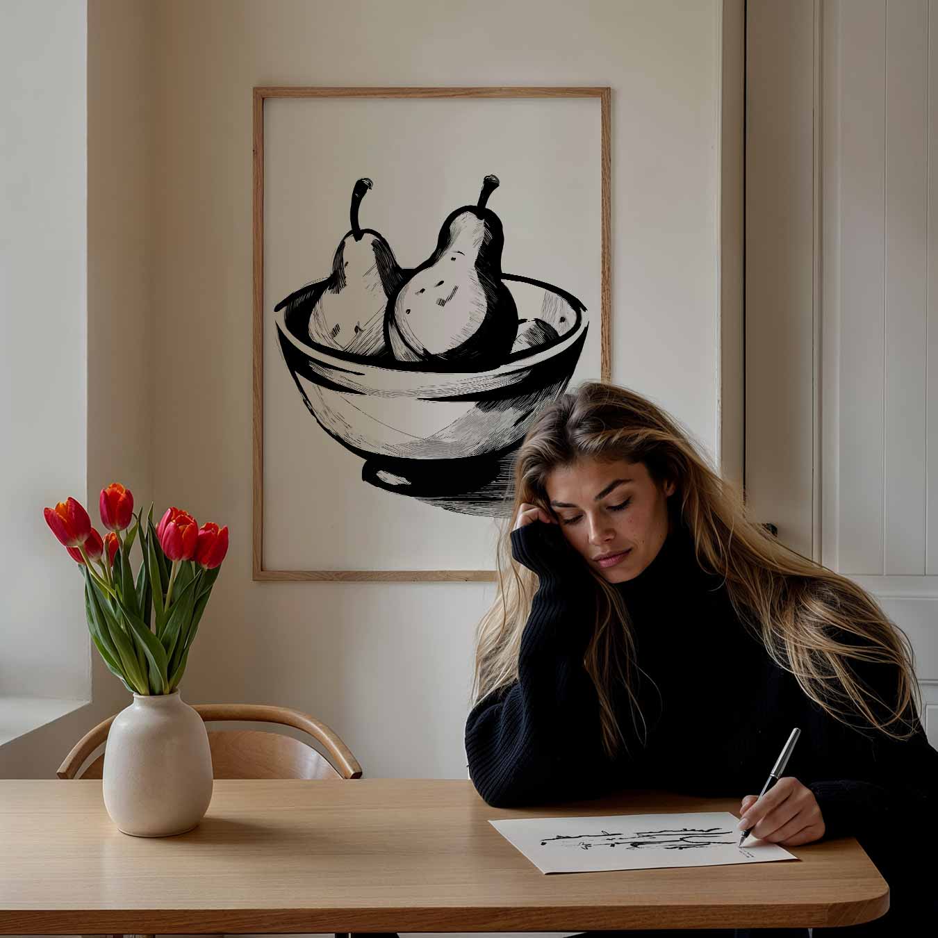 Stijlvolle Perentekening Poster-WallArtistic