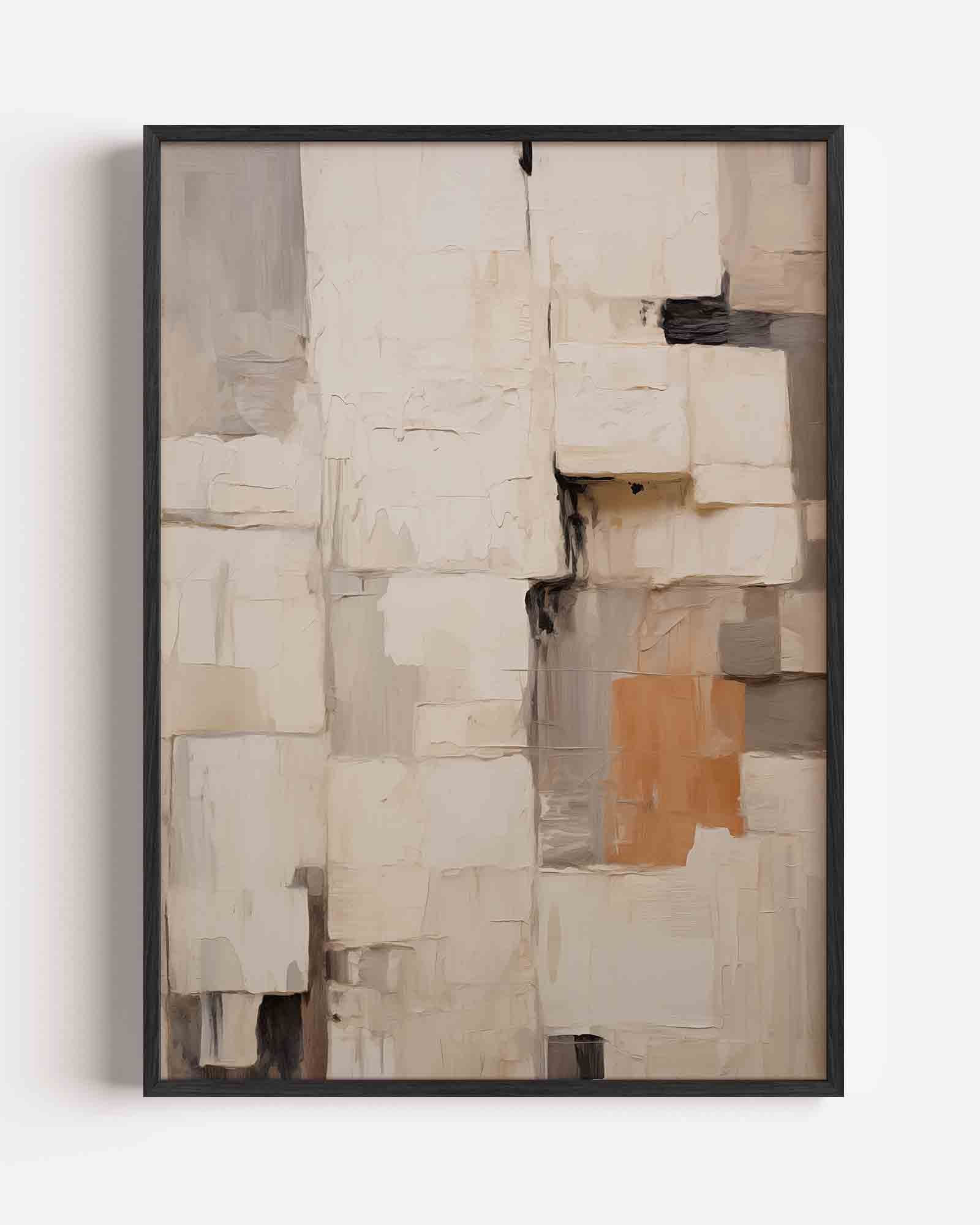 Abstracte beige en oranje Poster
