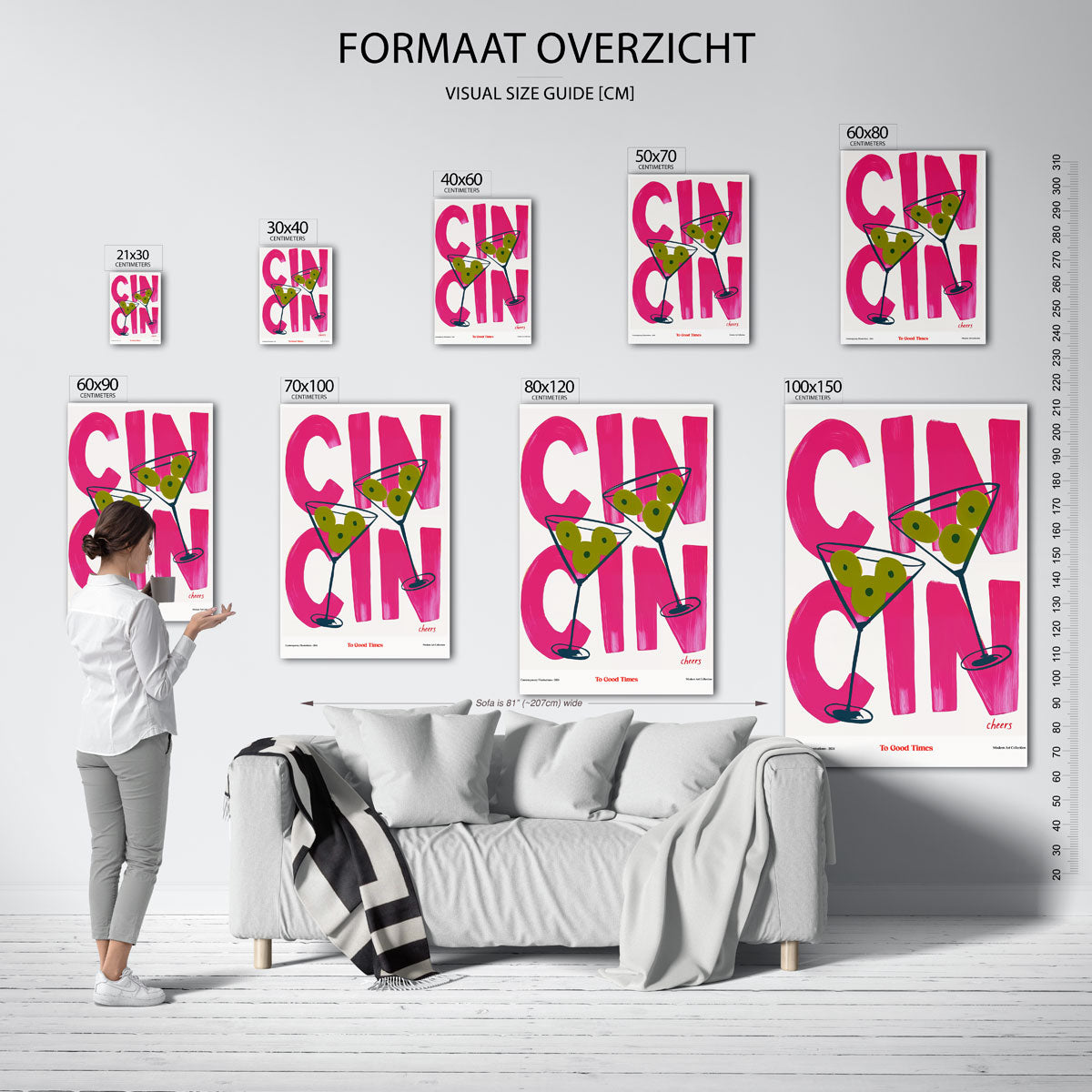 Cocktailglazen en tekst Poster