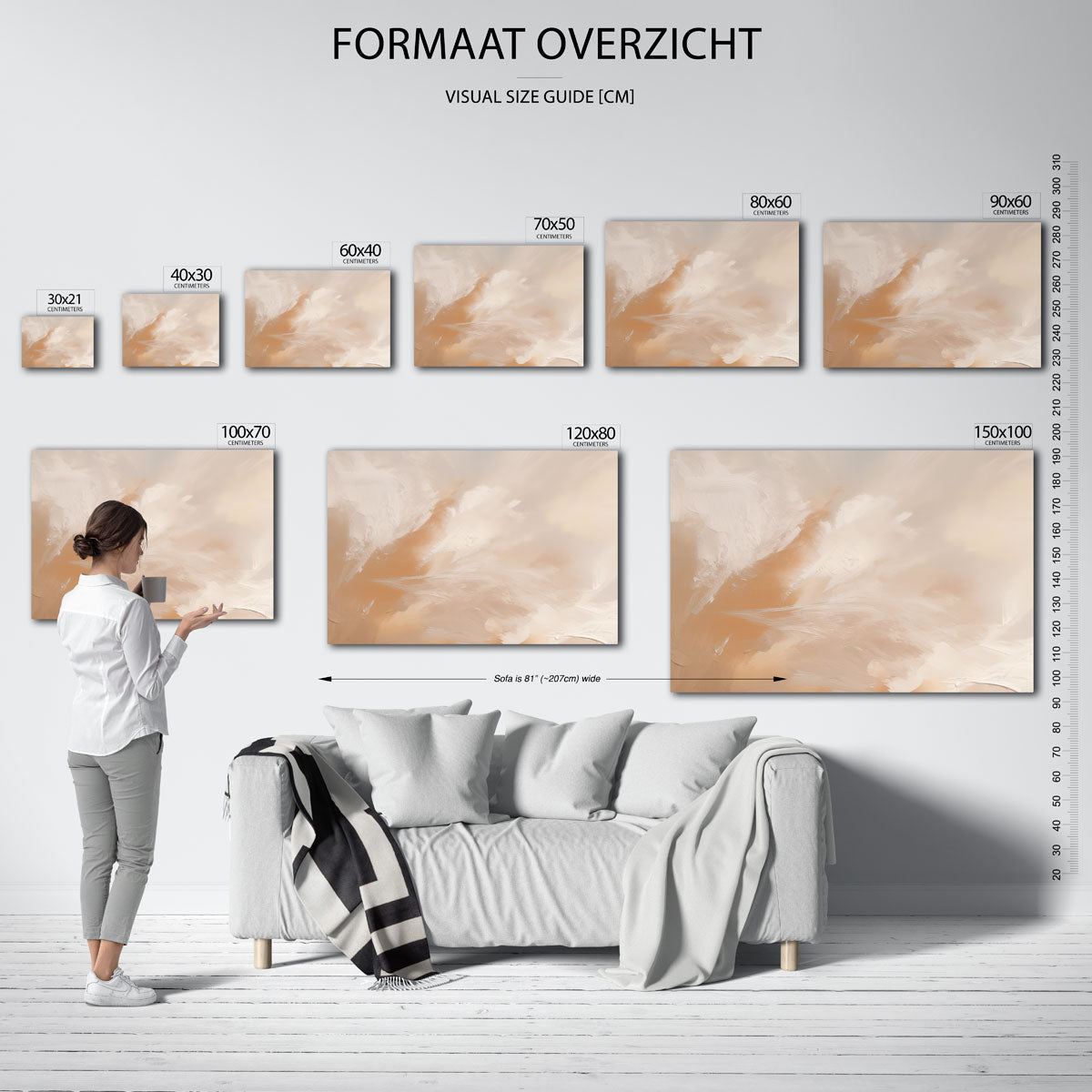 Abstracte beige en witte Poster