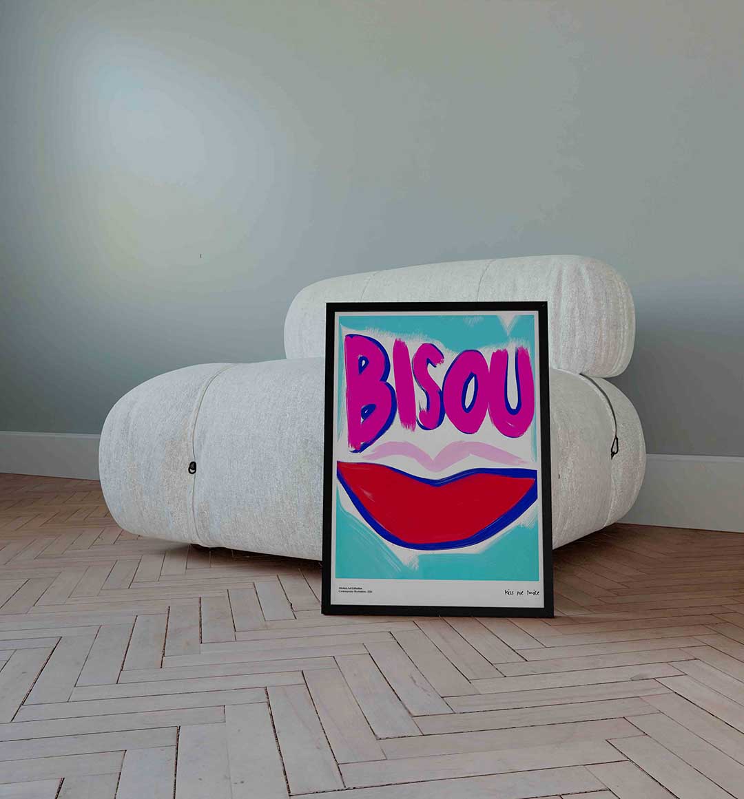 Bisou en rode lippen Poster