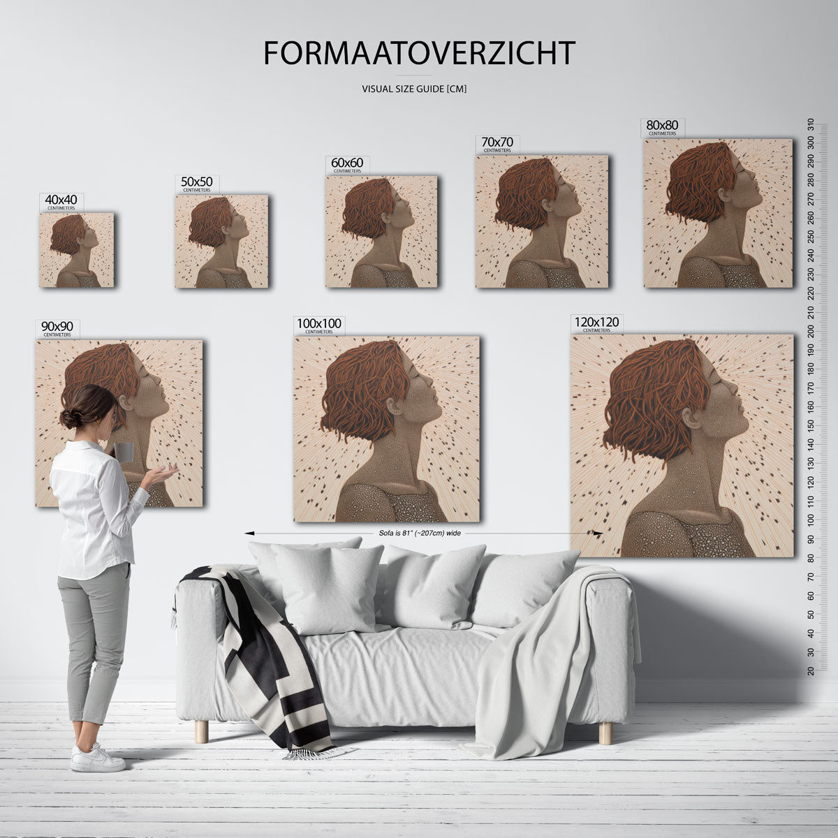Profiel van vrouw met kort haar Poster