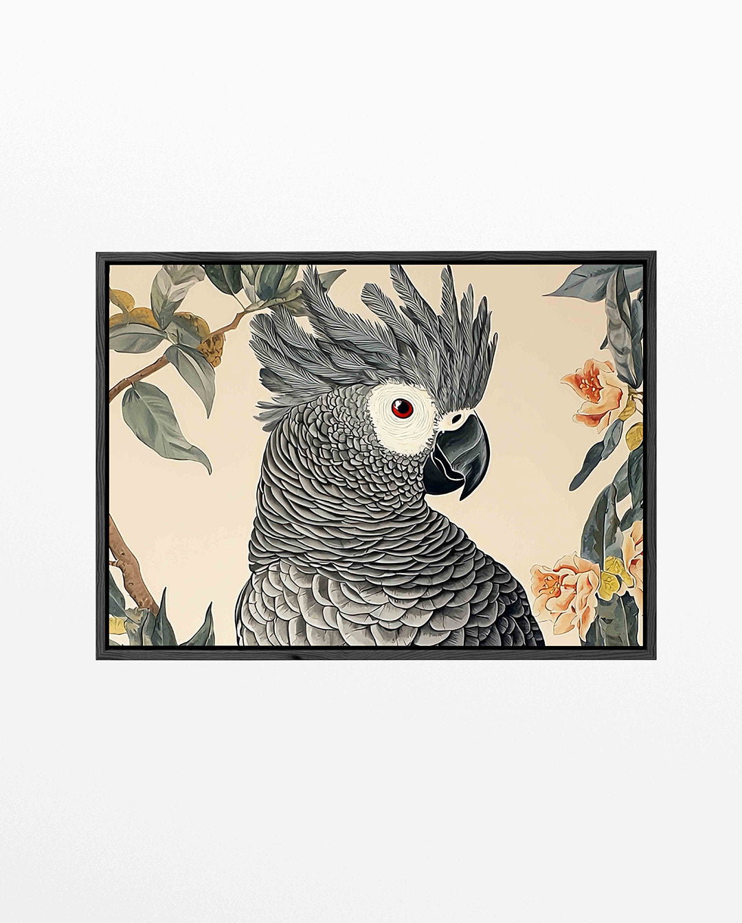 Papegaai en bloemen Kunstwerk
