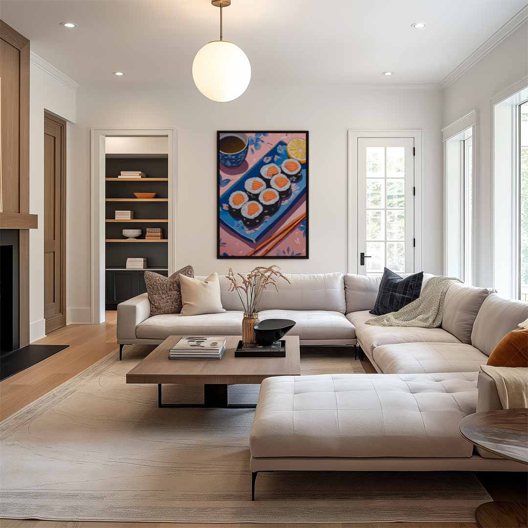 Sushi en Thee Tafereel Kunstwerk-canvas-dibond-plexiglas-wanddecoratie-WallArtistic