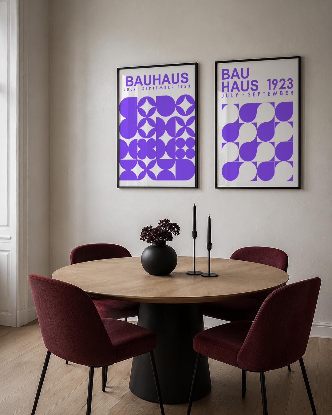 Vormenspel in paars Posterset