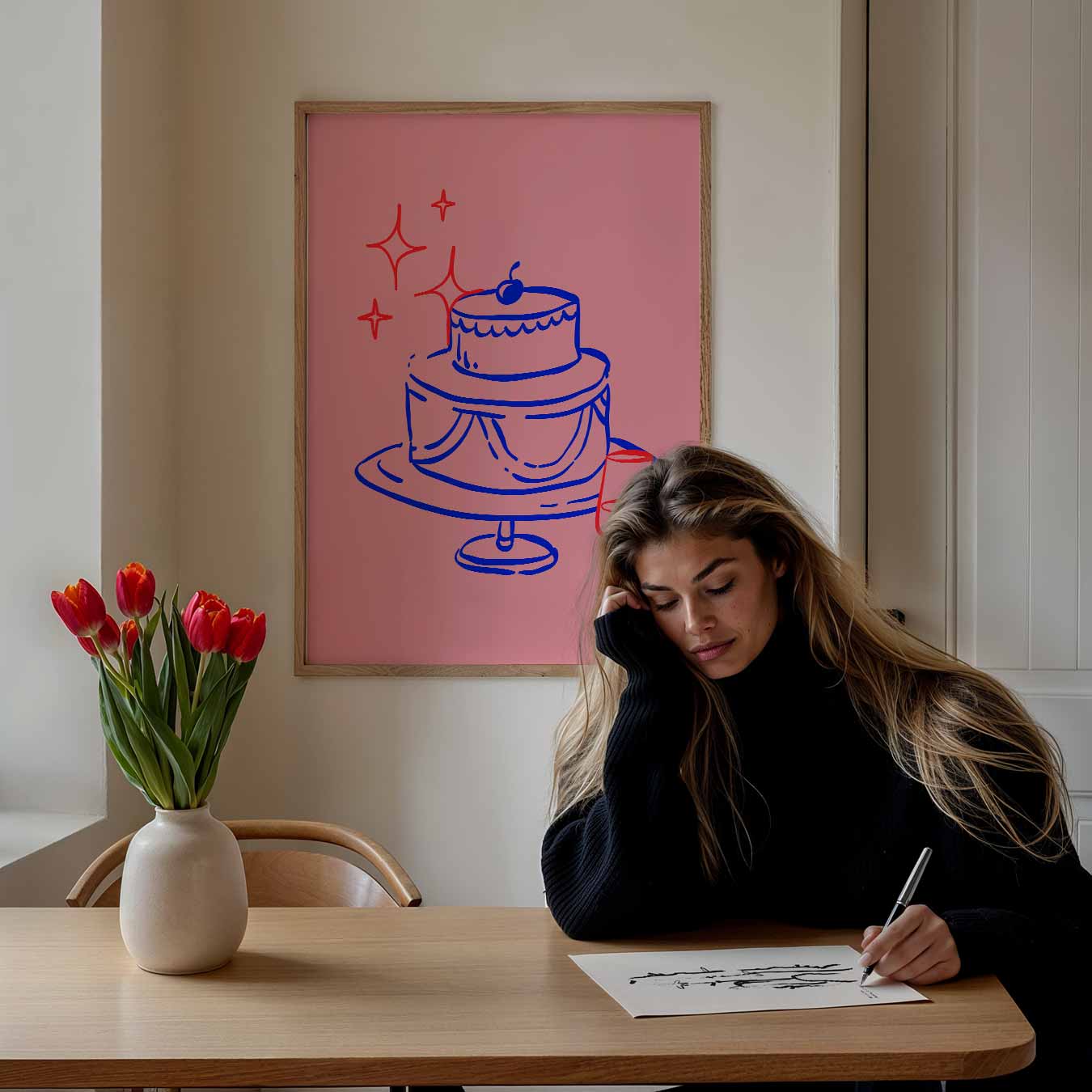 Feestelijke Taart en Wijn Poster-WallArtistic