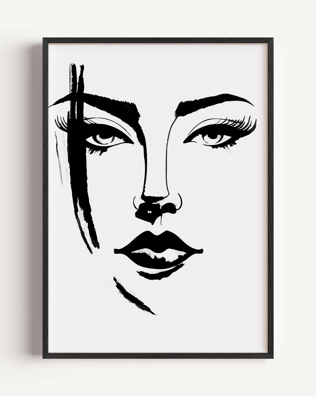 Elegante Zwart-Wit Gezichtslijn Poster-WallArtistic