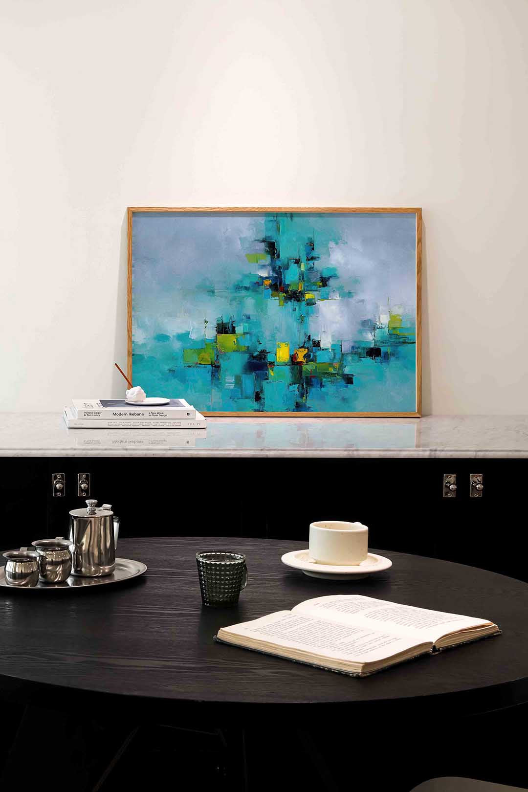 Abstracte blauwe compositie Poster