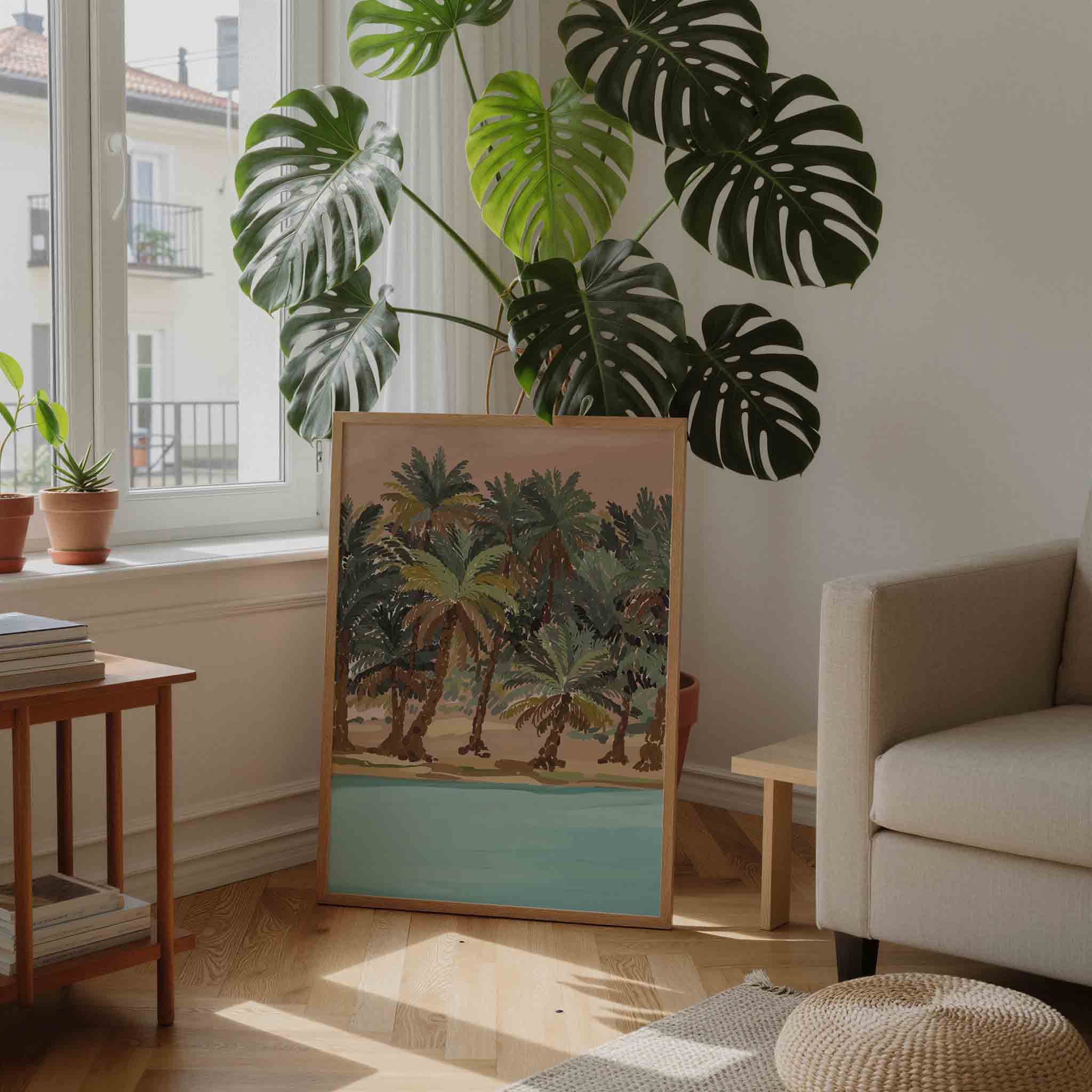 Palmbomen en water Poster