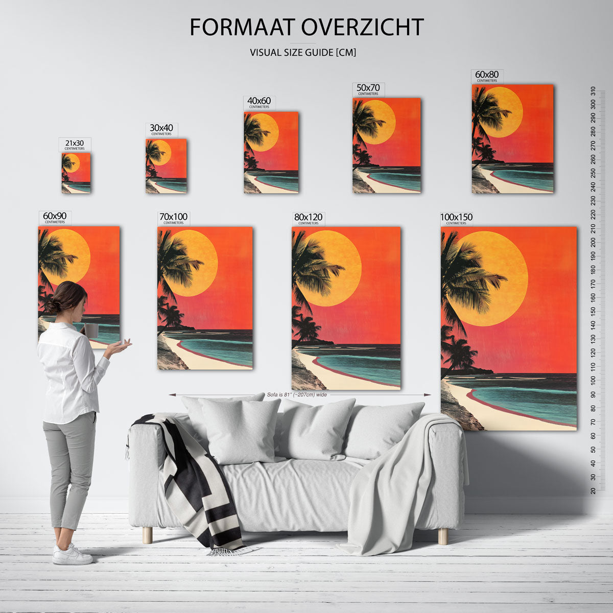 Palmboom en zonsondergang Poster