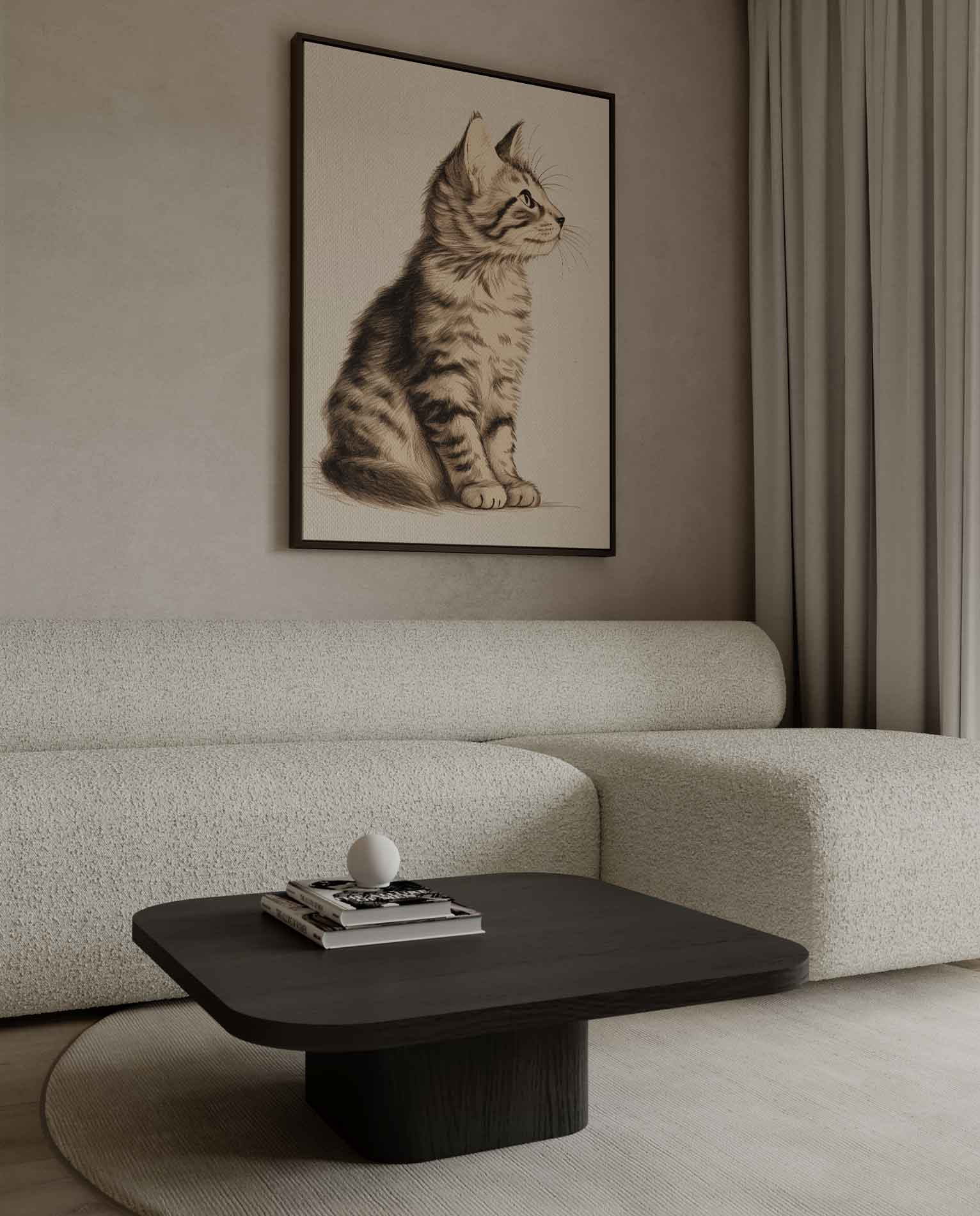 Elegante Kat Schets Kunstwerk-canvas-dibond-plexiglas-wanddecoratie-WallArtistic