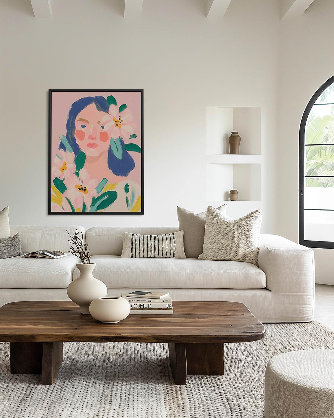 Vrouw met bloemen Kunstwerk