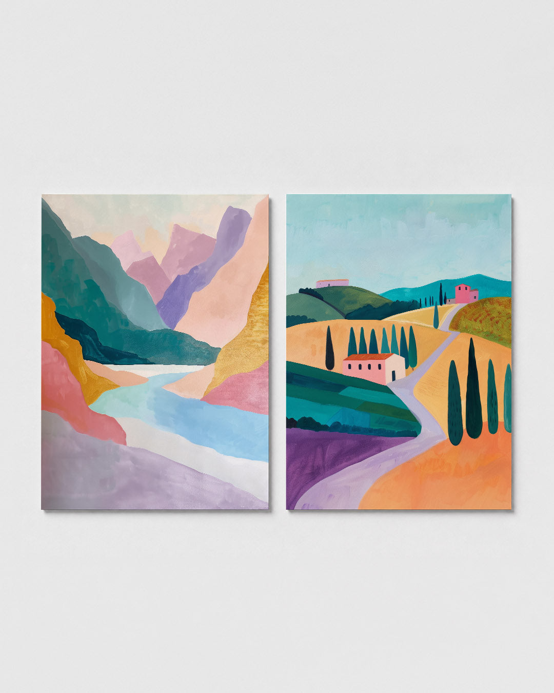 Kleurige landschapssferen Posterset